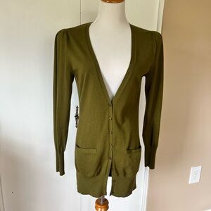 Elegant Olive Button-Up Cardigan